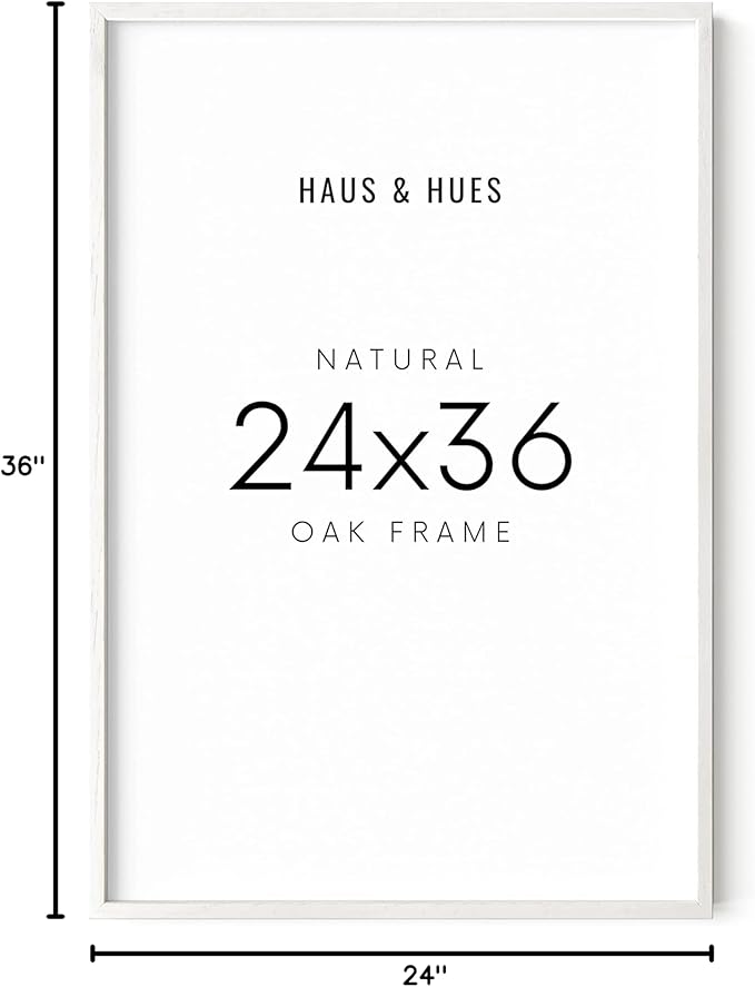 HAUS AND HUES 24 x 36 Poster Frame - Set of 1 24x36 White Poster Frame, Wooden Picture Frames, 24x36 Poster Frame White Poster Frames 24x36, Poster Frame 24x36 Frame White Frame (White Oak Frame)-Ruum Studio Home