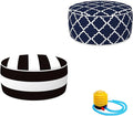 2 Pcs Outdoor Pouf, D21”x H9” Waterproof Outdoor Inflatable Ottoman with Foot Pump, Portable Patio Pouf for Garden Camping or Home Use-Ruum Studio Home