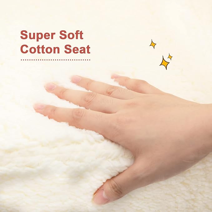 ALIMORDEN Kids Ultra-Soft Snuggle Foam Filled Chair, Toddler Cuddly Sherpa Reading Couch for Boys and Girls, Cream-Ruum Studio Home