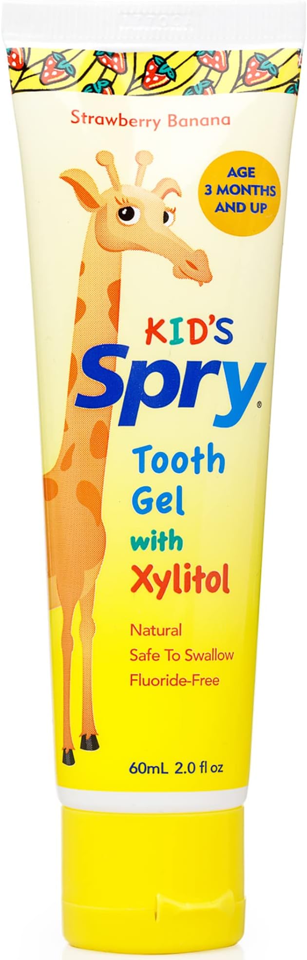 Spry Natural Xylitol Toothpaste for Baby, Toddler and Kids Age 3 Months and Up - Fluoride Free Tooth Gel, Tasty, Support Development of Emerging Teeth, Strawberry Banana 2 Fl Oz (Pack of 3)-Ruum Studio Home