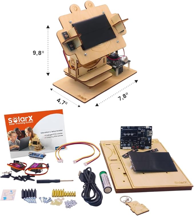 SolarX V2: Sun-Tracking Solar Panel DIY Kit with Arduino Nano, Solar Sun Tracker Sytem with Electronic Components, Educational Sun Tracker Kit, Solar Coding Kit-Ruum Studio Home