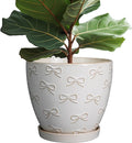 Pots for Plants 10 Inch - Ceramic Planter Large Plant Pot for Indoor Plants Outdoor Round Flower Pot with Drainage Hole and Saucer Home Garden Decor White-Ruum Studio Home