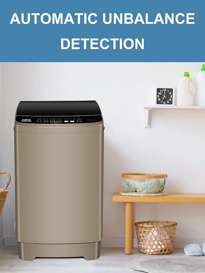 Full-Automatic Washing Machine 17.7 lbs Small Compact Portable 10 Wash Program & 8 Water Level Compact Washer with LED Display Ideal for Apartments, RV, Camping, Gold (KB03-GOLD6)-Ruum Studio Home
