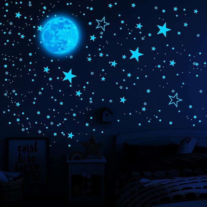 1049Pcs Glow in The Dark Stars and Moon for Ceiling, Wall Bedroom Chirldren's Room Stickers Decals Decor, Boys & Girls' Gifts-Ruum Studio Home
