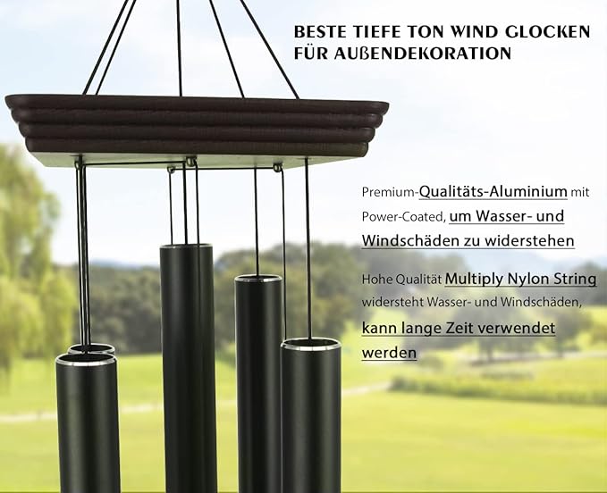 ASTARIN Large Wind Chimes Outdoor 48 Inch Sympathy Wind Chime with 5 Heavy Aluminum Tubes Tuned Soothing Melody, Memorial Wind Chimes for Outside Decoration (Patio, Garden, Yard)-Ruum Studio Home