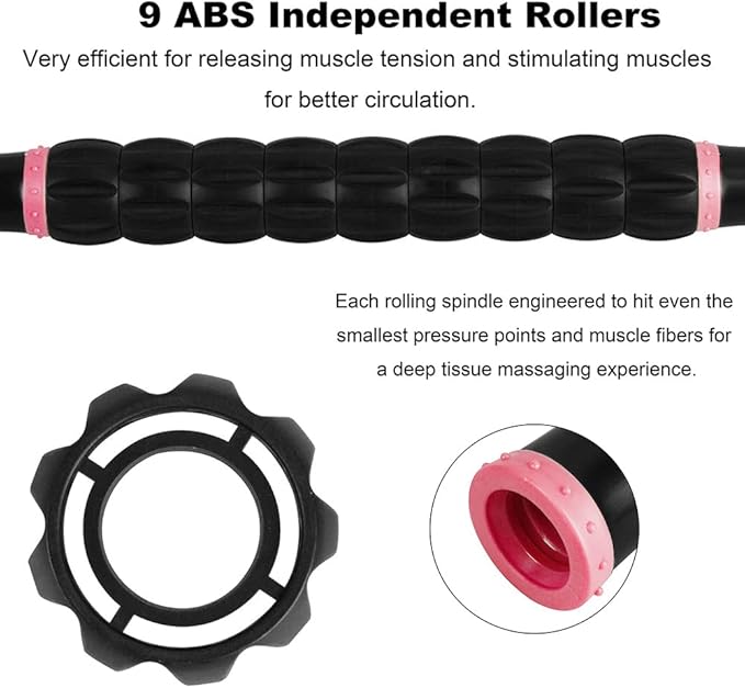Yansyi Muscle Roller Stick for Athletes - Body Massage Roller Stick - Release Myofascial Trigger Points Reduce Muscle Soreness Tightness Leg Cramps & Back Pain for Physical Therapy & Recovery (Pink)-Ruum Studio Home