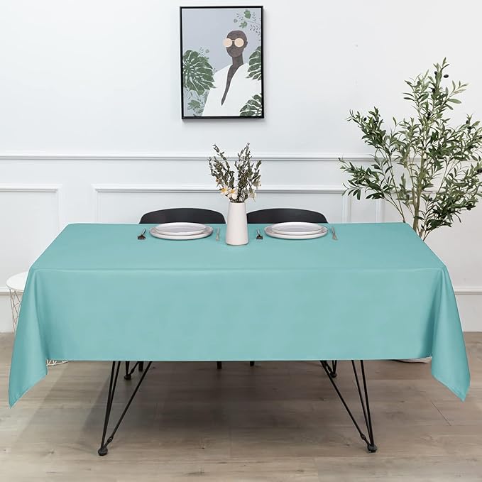 sancua Rectangle Tablecloth - 60 x 102 Inch - Stain and Wrinkle Resistant Washable Polyester Table Cloth, Decorative Fabric Table Cover for Dining Tables, Buffet Parties and Camping, Turquoise-Ruum Studio Home