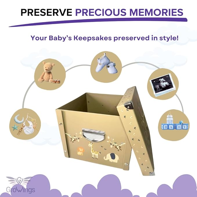 GroWings Baby Keepsake Box - Large Memory Storage for Newborns, Suitable for Boys and Girls, Strong, Durable, and Collapsible Gifts-Ruum Studio Home