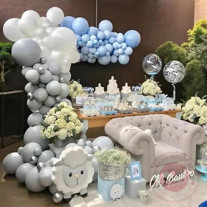 130pcs Gray Balloons Different Sizes 18" 12" 10" 5" Pastel Gray Balloons for Boys Girls Birthday Baby Shower Gender Reveal Wedding Decorations-Ruum Studio Home