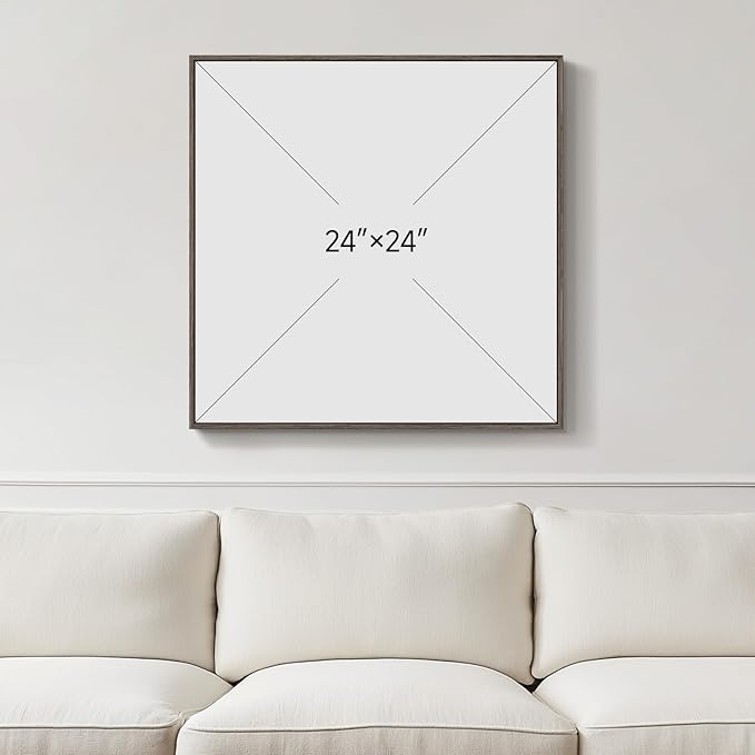 Framed Sage Green Abstract Wall Art, Modern Canvas Prints Artwork for Walls, Square Minimalist Green Abstract Pictures for Living Room, Hallway, Dining Room, Bedroom, Home Office Wall Decor 24x24 In-Ruum Studio Home