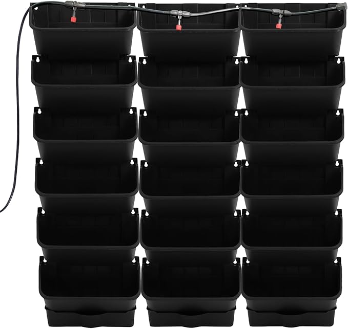 18 Pots Self-Watering Wall-Mounted Planter, 39.4”L x 39.4”H Vertical Wall Planter Self Watering Stackable Planters Vertical Garden Wall Garden Planter Outdoor Indoor for Herbs Flowers Strawberries-Ruum Studio Home