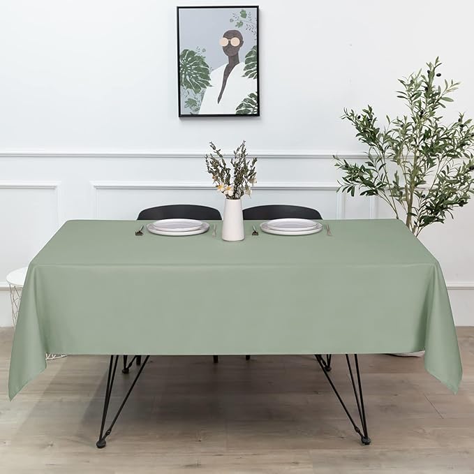 sancua Rectangle Tablecloth - 60 x 102 Inch - Stain and Wrinkle Resistant Washable Polyester Table Cloth, Decorative Fabric Table Cover for Dining Tables, Buffet Parties and Camping, Sage Green-Ruum Studio Home