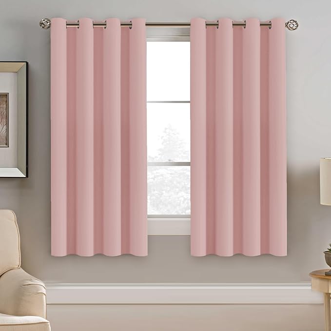 H.VERSAILTEX Blackout Window Curtain Panels Thermal Insulated Room Darkening Solid Grommet Curtains/Drapes for Bedroom Privacy Protection (Set of 2 Panels,52 by 63 Inch Long, Baby Pink)-Ruum Studio Home