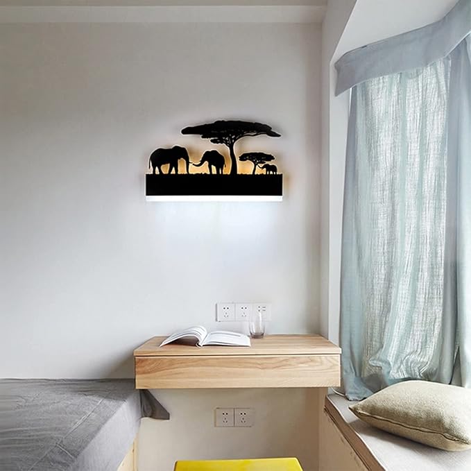 LED Wall Sconce Lamp Indoor Wall Mounted Light Up and Down Rustic Wall Light Animal Wall Lamp for Farmhouse Living Room Bedroom Cabinet Porch, 12W (Elephant)-Ruum Studio Home
