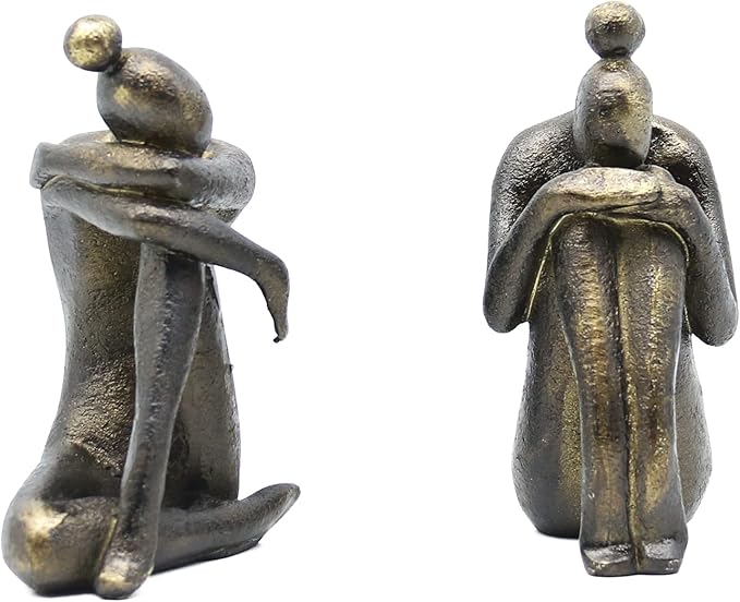 Lukitas Unique Decorative Girl Thinker Bookends, Non-Slip Book Holder, Home Office Bookshelf Decor, Creative Desktop Ornaments for Study Room Hotel Shelves, Resin, 1Pair/2Piece 6.5''-Ruum Studio Home