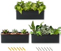 vensovo Metal Wall Hanging Planter Boxes – 12" Rectangle Flower Pots, 3 Pack with Drainage, Durable Galvanized Finish for Indoor Outdoor Balcony Fence Windowsill, Black-Ruum Studio Home