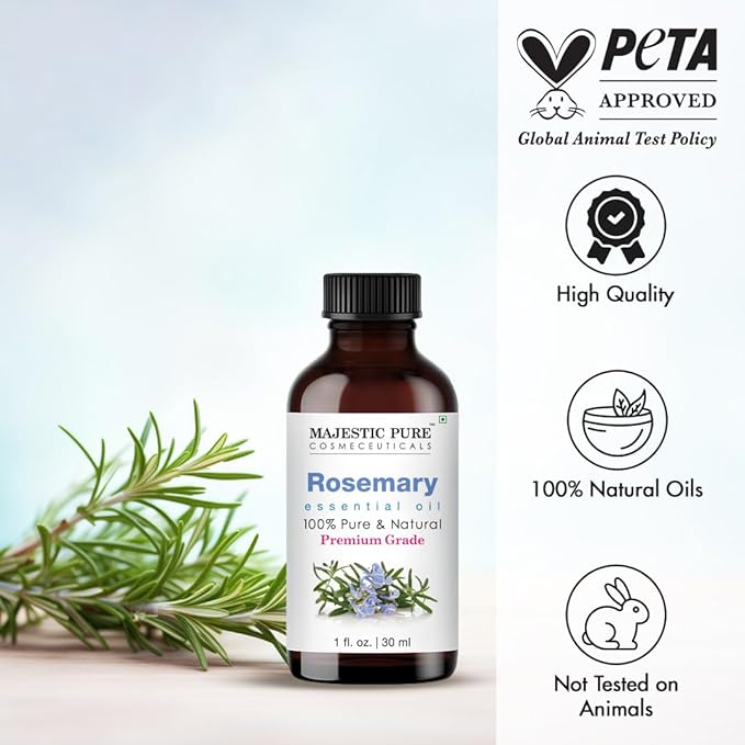 Majestic Pure Rosemary Essential Oil with Glass Dropper - 1 Fl Oz - 100% Pure and Natural Rosemary Oil - Premium Grade Essential Oils for Diffuser, Aromatherapy, Soap and Candle Making-Ruum Studio Home