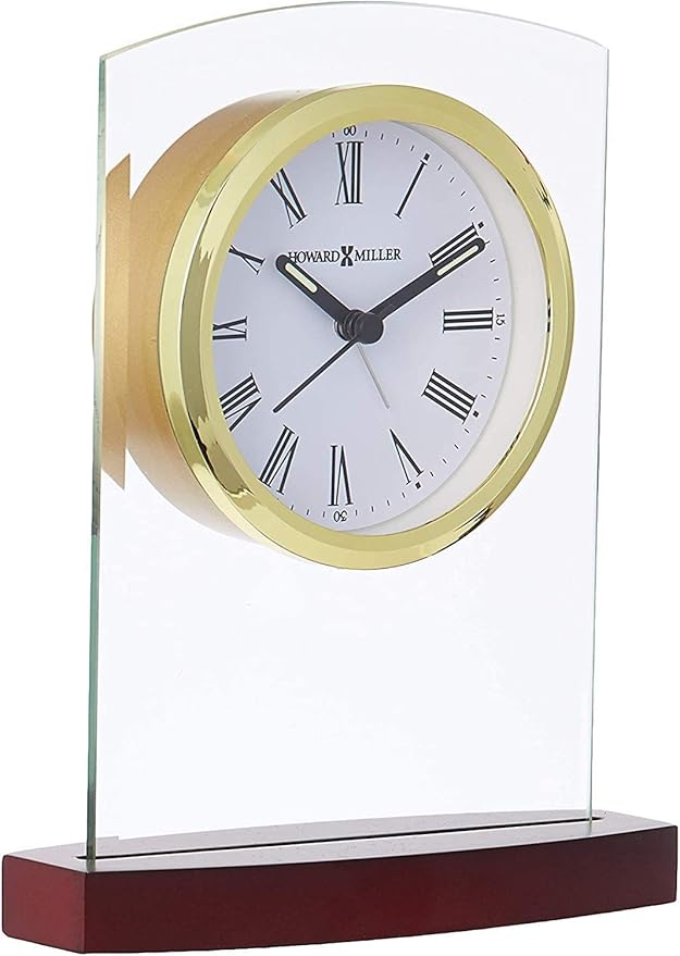 Howard Miller Marcus Tabletop Clock – Decorative Tabletop Clock with Modern Alarm & Quartz Movement, Silent Ticking, Wooden Base & Roman Numeral Design for Home, Office, Kitchen & Table Decor-Ruum Studio Home