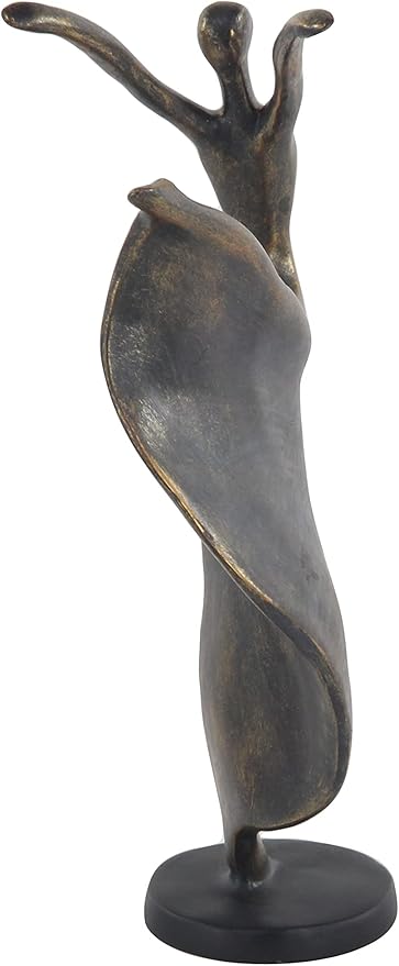Deco 79 Polystone Dancer Decorative Sculpture Home Decor Statue, Accent Figurine 7" x 5" x 13", Brass-Ruum Studio Home
