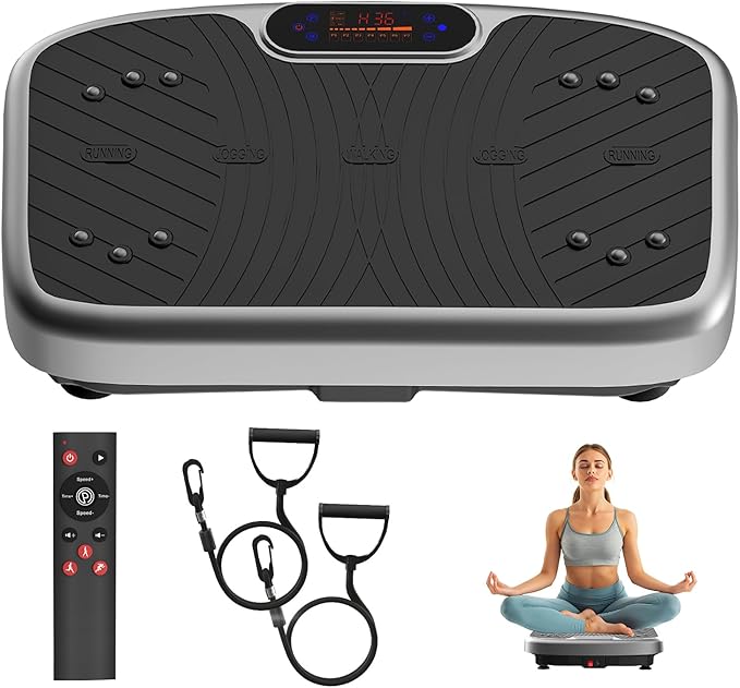 Vibration Plate Exercise Machine, Vibration Plate Platform for Lymphatic Drainage, 200 Adjustable Speeds Power Shaping Vibrating Plate Helps Weight Loss, Shaping, Max Weight 450 Lbs-Ruum Studio Home