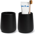 Bathroom Tumbler Cup Ceramic 2Pcs 13.5oz Reusable Toothbrush Cup 400ml, Toothbrush Holder Adequate for Your Bathroom (Black Brown)-Ruum Studio Home