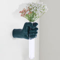 Green Wall Sculptures, Hand Vases Home Decor, Wall Mount Art Sculpture, Unique Wall Art Statue, Funky Flower Vase Decorations, Modern Eclectic Hanging Decor,Glass Test Tube Vase-Ruum Studio Home