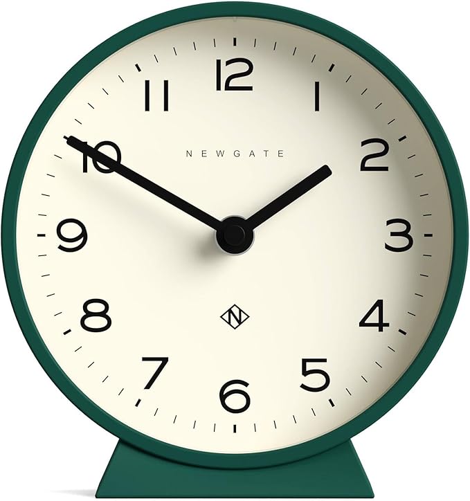 NEWGATE® M Mantel Echo Desk Clock | Modern Round Design | Eden Green | Easy to Read Numbers | Contemporary Style for Desk, Table, Shelf or Bedside-Ruum Studio Home