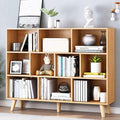IOTXY Wooden Open Shelf Bookcase - 3-Tier Floor Standing Display Cabinet Rack with Legs, 10 Cubes Bookshelf, Pear Yellow-Ruum Studio Home