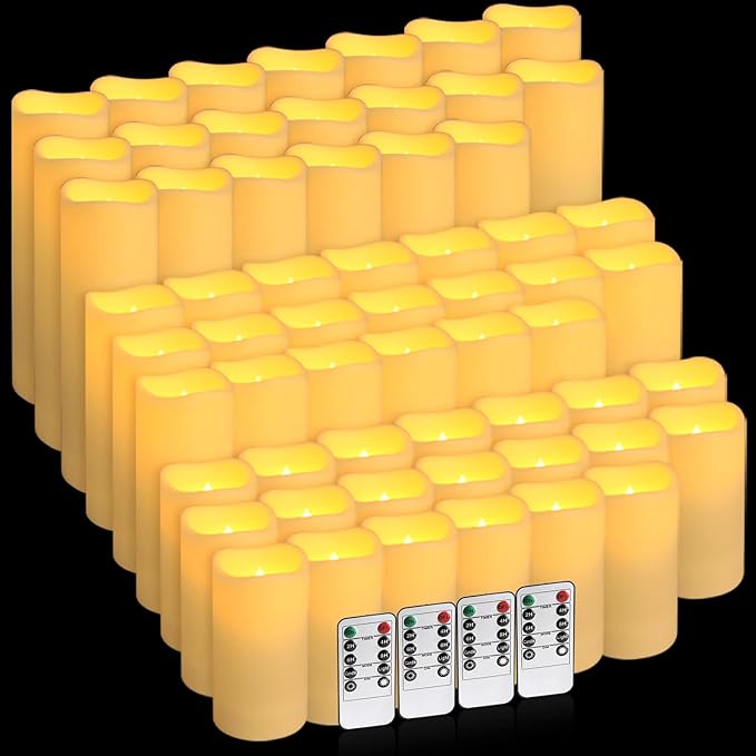 60-Pack LED Flameless Candles with Remote Control - Perfect for Home, Parties, and Special Occasions - Create a Magical Ambiance Effortlessly(Three Sizes)-Ruum Studio Home