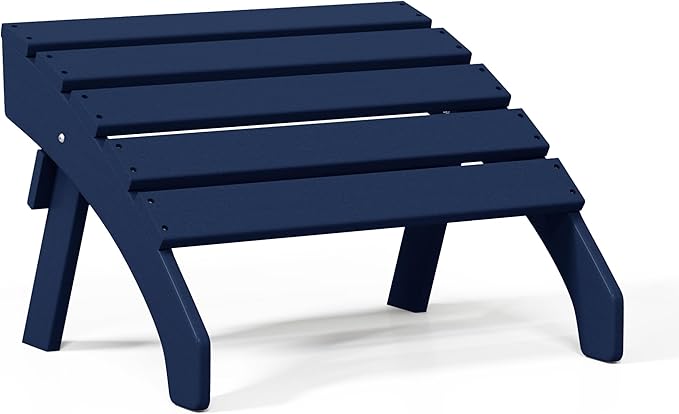 WestinTrends Dylan Outdoor Patio HDPE Adirondack Ottoman Footrest, Navy Blue-Ruum Studio Home