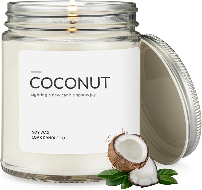 1OAK Soy Wax Scented Candle (Coconut) - Long Burning Premium Hand-Poured (7oz.)-Ruum Studio Home