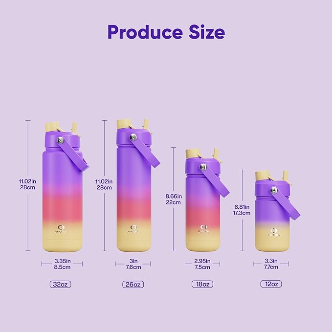 Kids Insualated Water Bottle with Straw - 12oz Stainless Steel Water Bottle with Dual Spouts, Leak-Proof, BPA-Free, Double Wall Vacuum Keeps Cold for 24 Hours for Sports, Travel, School (Peach Dream)-Ruum Studio Home