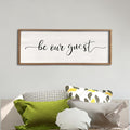 comurdyo Be Our Guest Wall Decor Sign 40”X15” Large Master Bedroom Above Bed Wall Decor Wood Framed Guest Room Sign Simple Rustic Farmhouse Over Bed Bedside Wall Art (Wood)-Ruum Studio Home