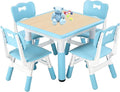FUNLIO Kids Table and 4 Chairs Set, Height Adjustable Toddler Table and Chair Set for Ages 3-8, Easy to Wipe Arts & Crafts Table, for Classrooms/Daycares/Homes, CPC & CE Approved (5-Piece Set) - Blue-Ruum Studio Home