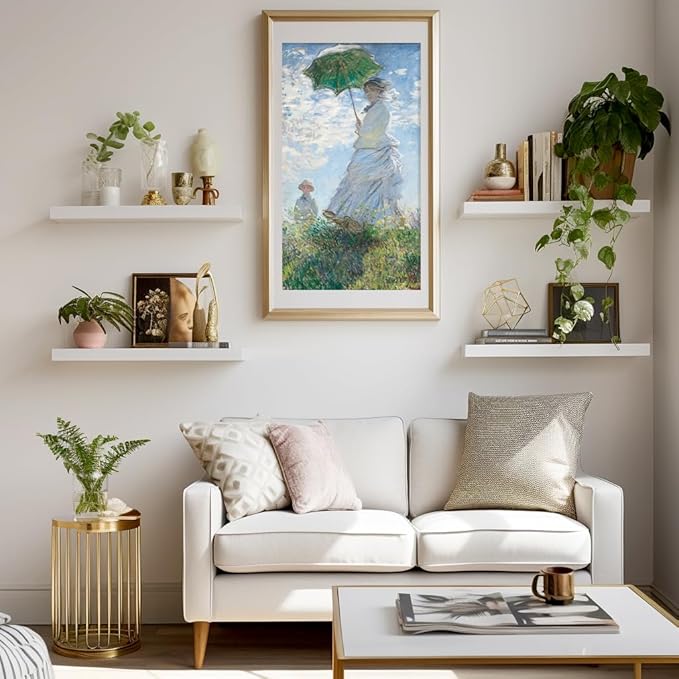 LaVie Home Floating Shelves, 15.6 Inch Wall Shelf Set of 3, Hanging Shelf with Invisible Brackets, Wall Decor for Bathroom, Bedroom, Living Room, Kitchen Storage, Modern White-Ruum Studio Home