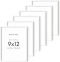 HAUS AND HUES 9x12 White Metal Picture Frames - Features Premium Aluminum, Vertical & Horizontal Hang, Shatterproof Plexiglass - Perfect for Home, Room, Office (9x12 in, White, Set of 6)-Ruum Studio Home