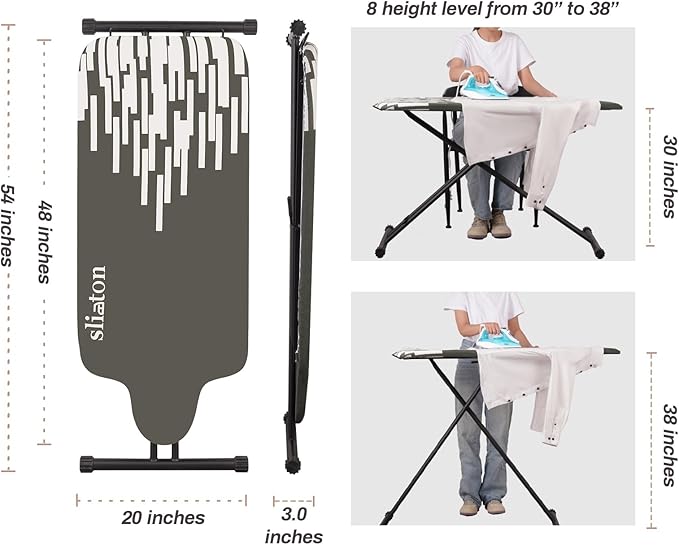 Extra Large Ironing Board with Large Hang Rail in 53" L x 20" W-Ruum Studio Home