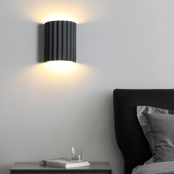LightInTheBox Modern LED Wall Sconce Minimalist Resin Wall Light Nordic Style Half-Cylinder Tree Root Desgin Up and Down Light for Stairs Hallway Bedroom (Grey)-Ruum Studio Home