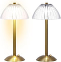 Liliful 1 Pcs LED Portable Cordless Table Lamp Touch Battery Operated Rechargeable Desk Lamp 3 Color Dimmable for Bedroom Living Room Dining (Mushroom Style,Gold)-Ruum Studio Home