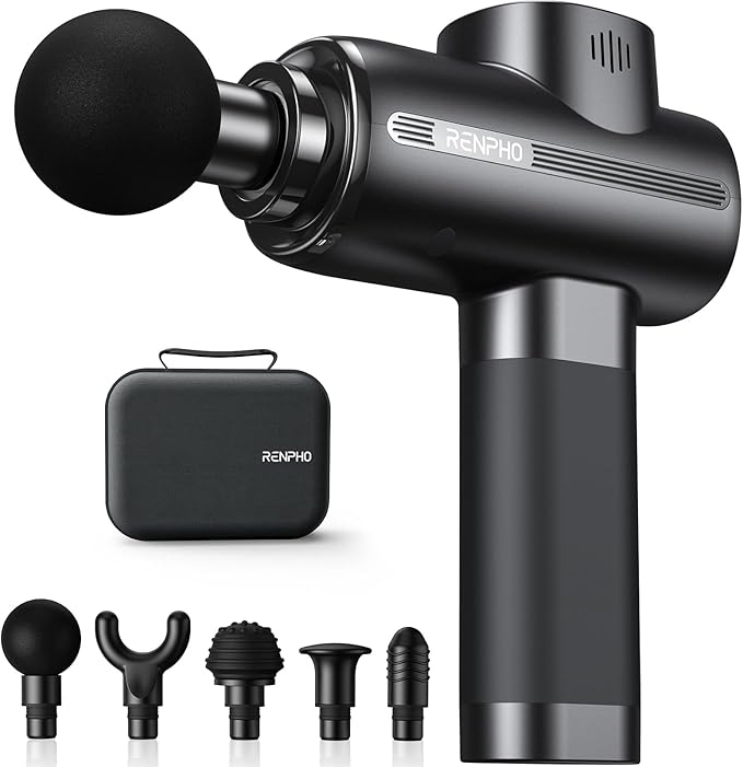 RENPHO Active Massage Gun Deep Tissue, Percussion Handheld Muscle Massager for Body Neck Pain Relief, Portable Electric Mini Back Massagers with Carry Case for Athletes Men Women-Ruum Studio Home