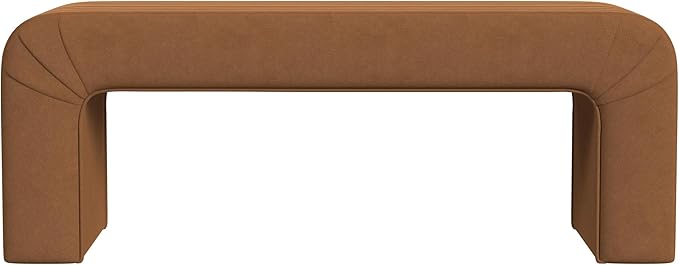 Modern Arch Channel Bedroom Bench Ottoman, 48" Entryway Bench and Shoe Rack, Soft Cushion Bench for Bedroom End of Bed, Ottoman Bench for Living Room, Bedroom, Entryway (Beach Rust Velvet)-Ruum Studio Home