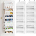 SpaceAid 2 Pack Over The Door Organizer with 5 Large Pockets and 10 Mesh Side Pockets, 5 Layers Door Organizer Hanging with Clear Window for Bedroom, Bathroom, Pantry and Nursery, White-Ruum Studio Home