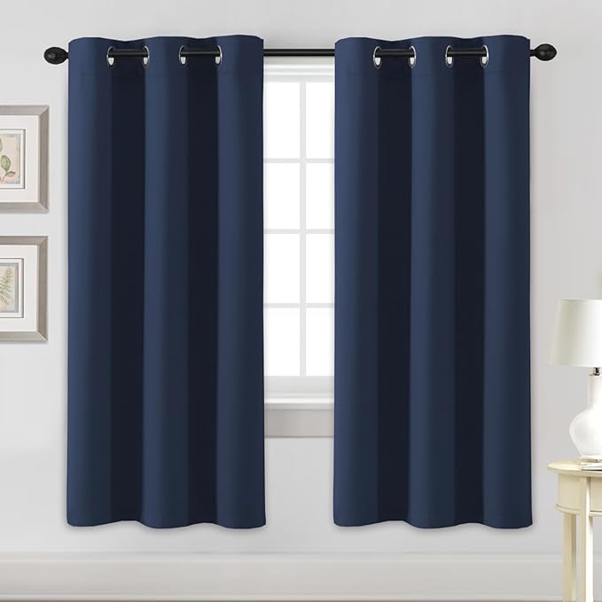 H.VERSAILTEX Blackout Curtains for Bedroom Thermal Insulated Room Darkening Living Room Curtains 72 Inch Long Grommet Privacy Protection Window Curtain Panels/Drapes for Nursery, 2 Panels, Navy Blue-Ruum Studio Home