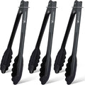 MSY BIGSUNNY 9 Inch Kitchen Food Tongs, Buffet Tongs, Serving Tongs, Black Aluminum Tongs - Set of 3-Ruum Studio Home