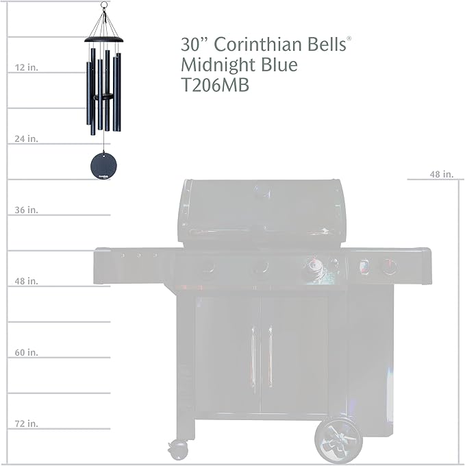 Corinthian Bells by Wind River – 30 inch Midnight Blue Wind Chime for Patio, Backyard, Garden, and Outdoor Decor (Aluminum Chime) Made in The USA-Ruum Studio Home