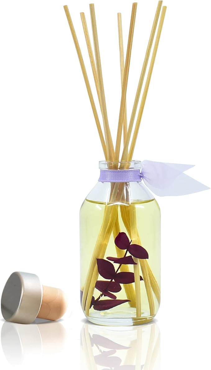 LOVSPA Reed Diffuser Set, DE-Stress Lavender Eucalyptus Scented Oil Diffuser with Sticks, Home Fragrance Accessories for Bathroom Shelf Decor, Aroma Diffusers for Home or Office Desk, USA Made-Ruum Studio Home