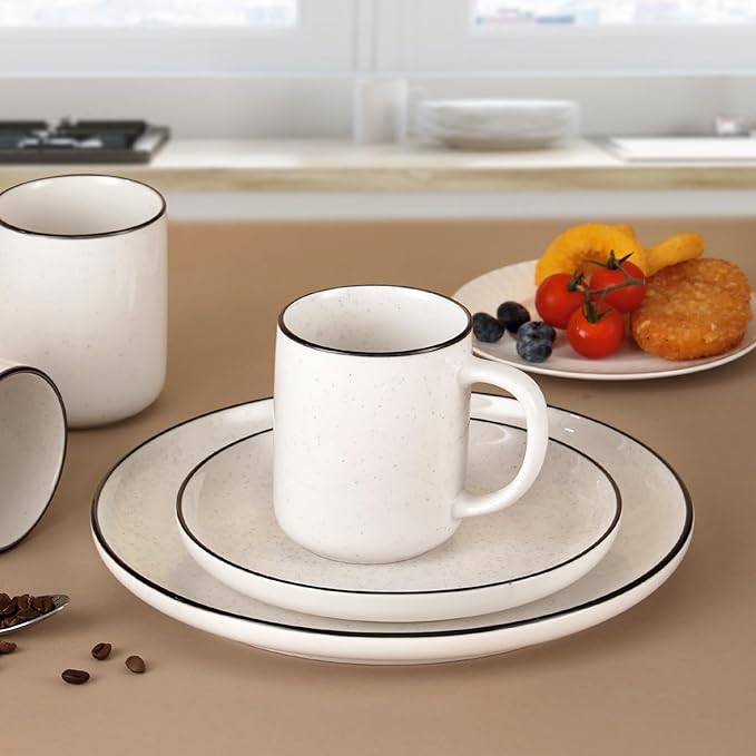 Ceramic Coffee Mug 12 oz Porcelain Coffee Mugs Set of 6 - Ceramic Coffee Cups with Handle and Speckled Patterns for Latte, Tea, Cocoa, Milk, Cappuccino, Microwave & Dishwasher Safe-Ruum Studio Home