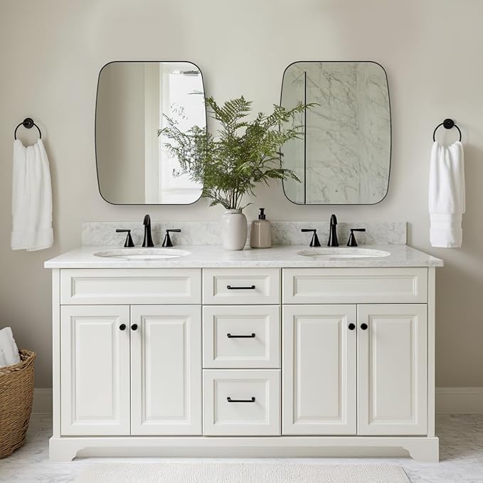 ANDY STAR Black Mirror for Bathroom, 28x36 Inch Stainless Steel Metal Frame Oblong Bathroom Mirror for Vanity, 1’’ Deep Wall Mounted Vertically/Horizontal-Ruum Studio Home