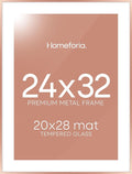 Homeforia 24x32 Rose Gold Picture Frame, High End Metal 24x32 Poster Frames with Mat 20x28 inch Photo, 24 x 32 Thin Frame Matted to 20 x 28 Print, 32x24 Large Frame, Tempered Glass, Wall Kit, Set of 1-Ruum Studio Home