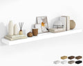 RICHFOCUS 72Inch Floating Shelves for Wall 1 Pack Shelves for Bedroom|Kitchen|Bathroom Wall Mounted Rustic Wood Floating Shelf with Invisible Brackets for Books|Storage|Decor, White-Ruum Studio Home